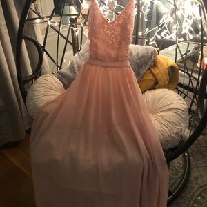 Light pink maxi dress with open back